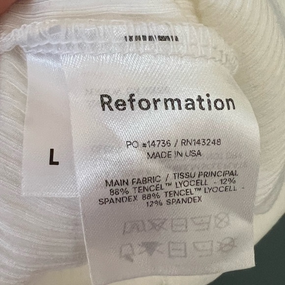 REFORMATION Marten Ivory Ribbed Bodysuit Large Closet Staple Capsule Wardrobe - Picture 12 of 12